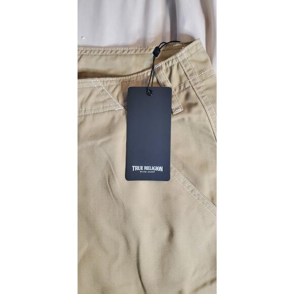 Mens Size 38x33 True Religion Cargo Straight Leg Pants Travertine Tan - Picture 7 of 9